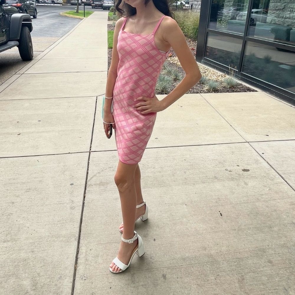 Zara Pink Checkered Mini Dress